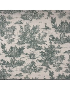 coton, cotonnade,toile de jouy coloris vert