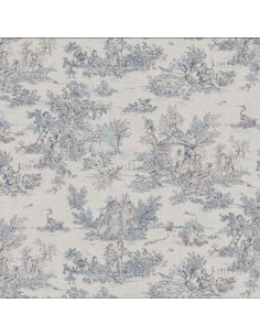 coton, cotonnade,toile de jouy coloris bleu