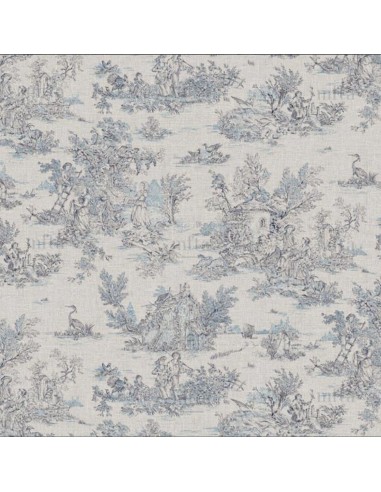 coton, cotonnade,toile de jouy coloris bleu