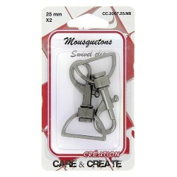 Mousquetons metal 25mm noir.