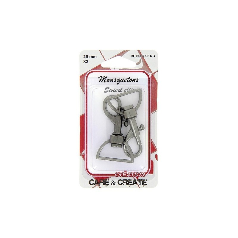 Mousquetons metal 25mm noir.