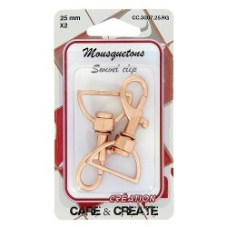 Mousquetons métal 25mm cuivre rosé.