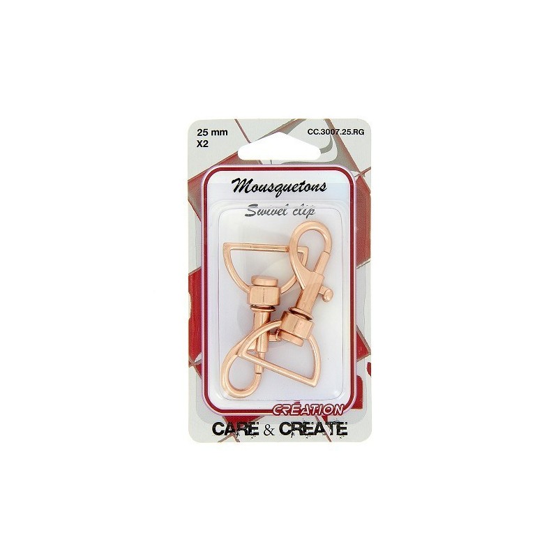 Mousquetons métal 25mm cuivre rosé.