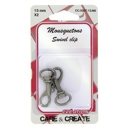 Mousquetons métal 13mm noir.