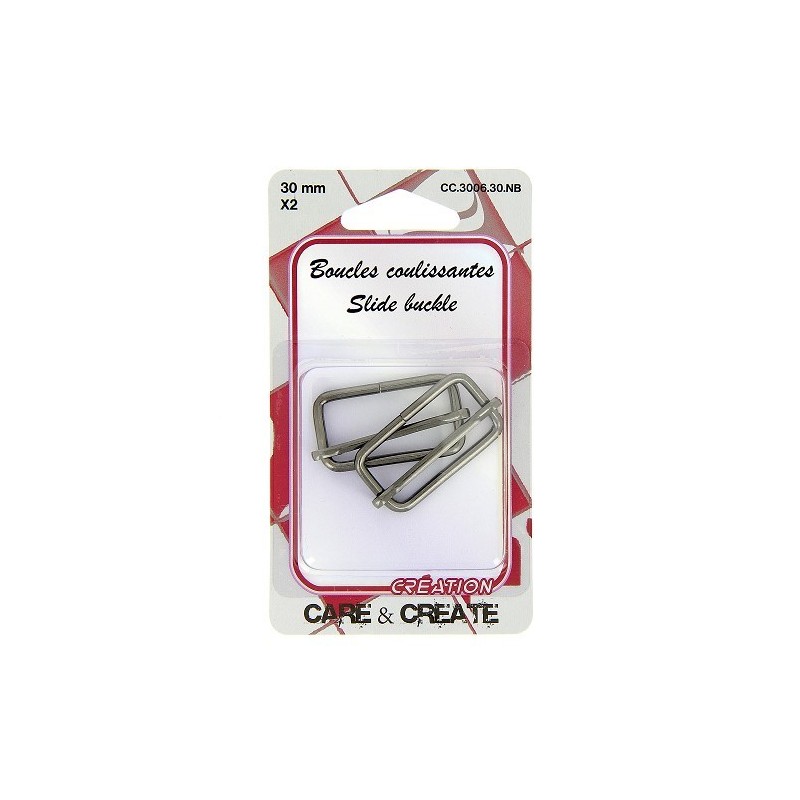 Boucles coulissantes 30mm noir.