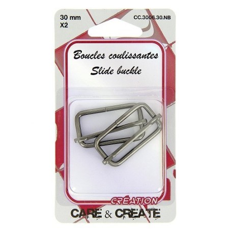 Boucles coulissantes 30mm noir.