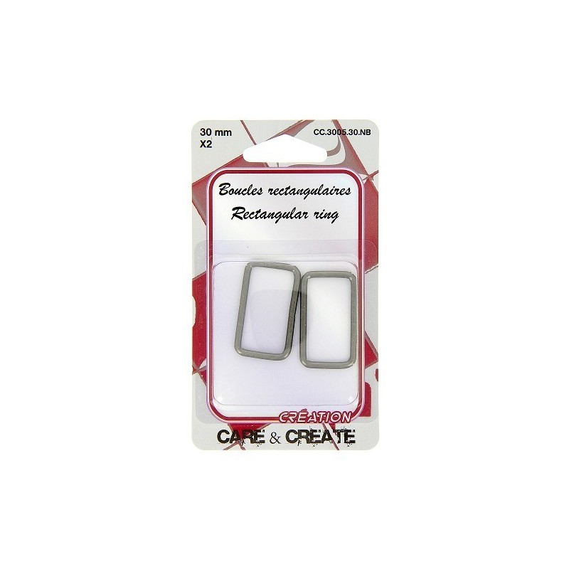 Boucles rectangulaires 30mm noir.