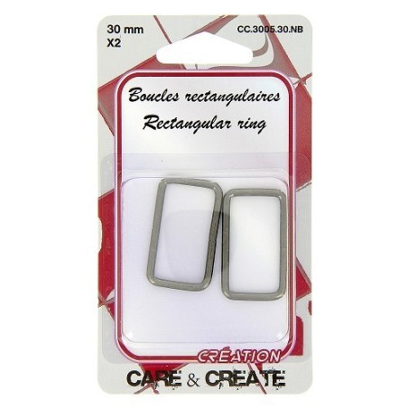 Boucles rectangulaires 30mm noir.