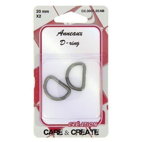 Anneaux en D 20mm noir.