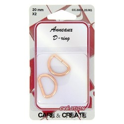 Anneaux en D 20mm cuivre rosé.