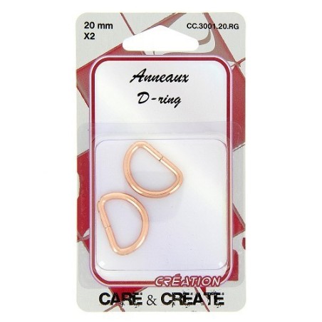 Anneaux en D 20mm cuivre rosé.