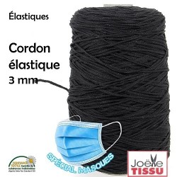 Élastique rond noir spécial masque