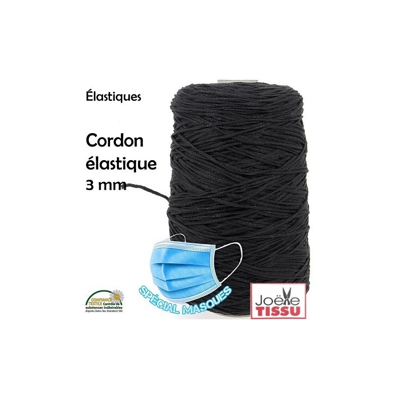 Élastique rond noir spécial masque