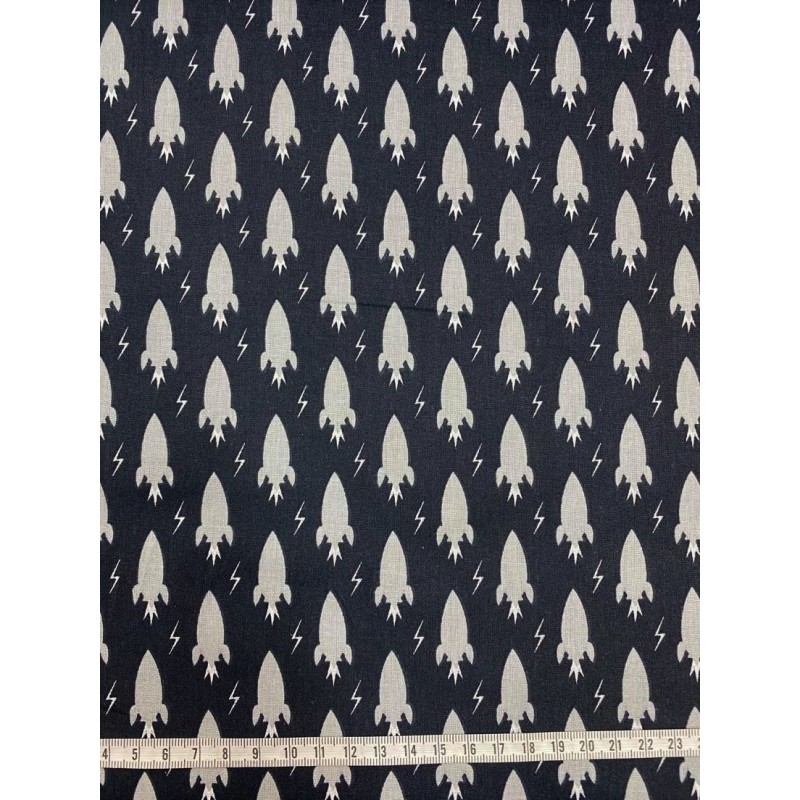 COTON 150 - Fusées blanches fond noir