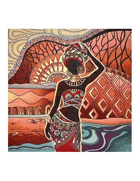 carré, jacquard, coussin, sac, africaine, rivière