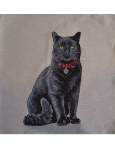carré, jacquard, coussin, sac, animaux, chat noir