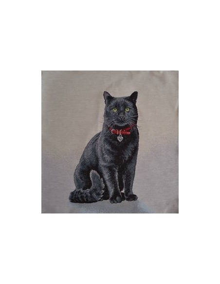 carré, jacquard, coussin, sac, animaux, chat noir