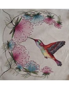 carré, jacquard, coussin, sac, animaux, oiseaux, colibri