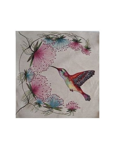carré, jacquard, coussin, sac, animaux, oiseaux, colibri