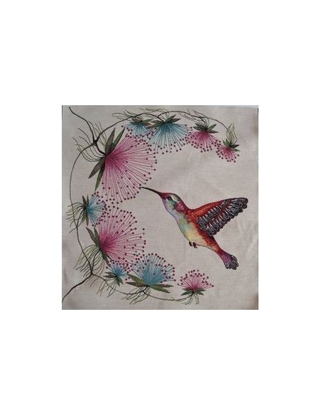 carré, jacquard, coussin, sac, animaux, oiseaux, colibri