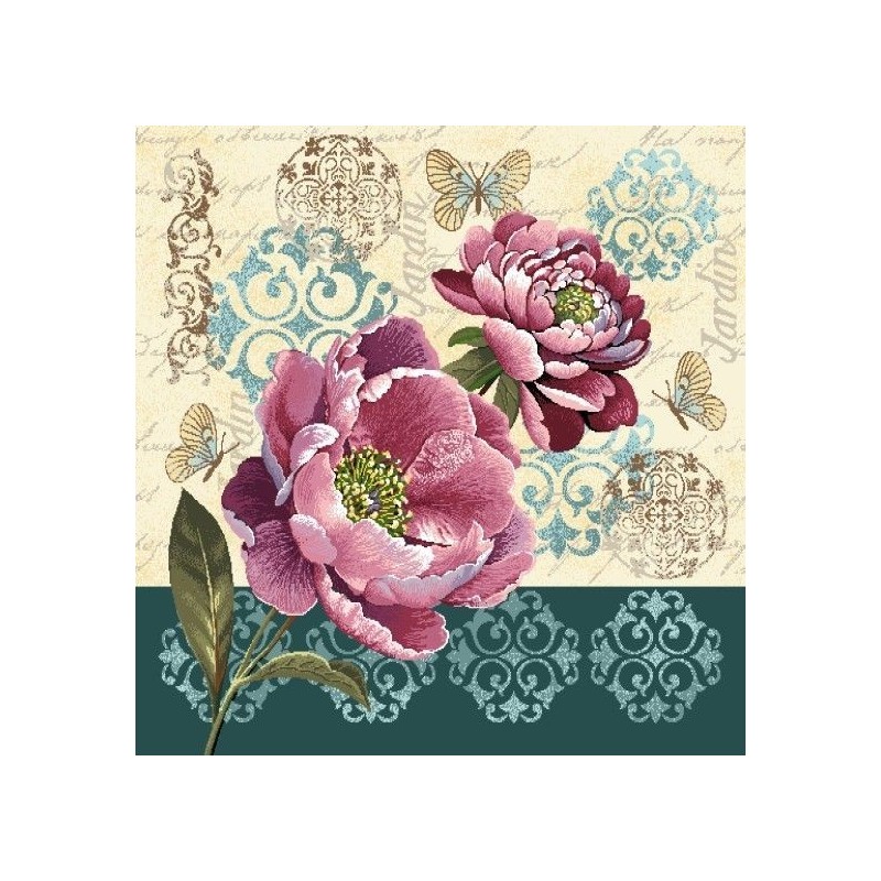 CARRÉ - Pivoines roses