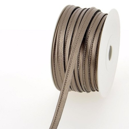 Mercerie - Passepoil simili cuir marron métallique 10mm