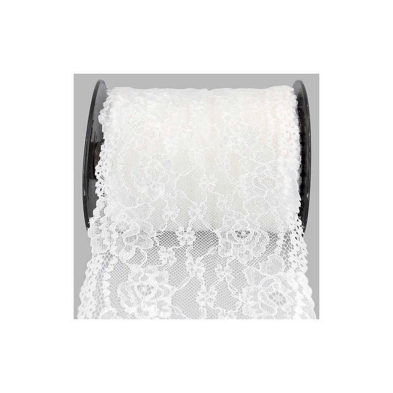 Mercerie - Dentelle nylon extensible 165mm blanche