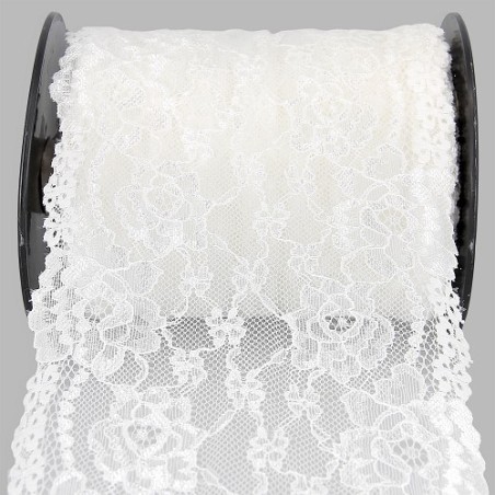 Mercerie - Dentelle nylon extensible 165mm blanche