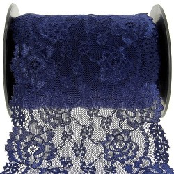 Mercerie - Dentelle nylon extensible 165mm bleue marine
