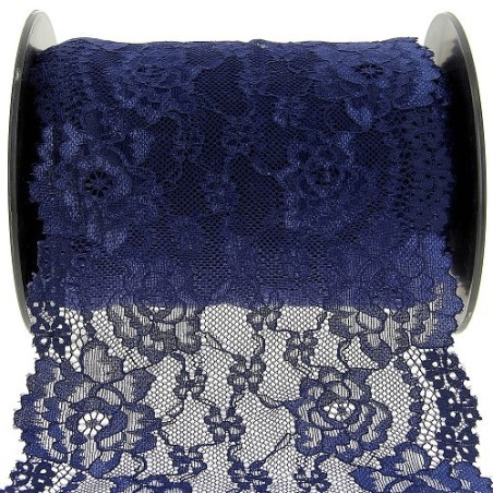 Mercerie - Dentelle nylon extensible 165mm bleue marine