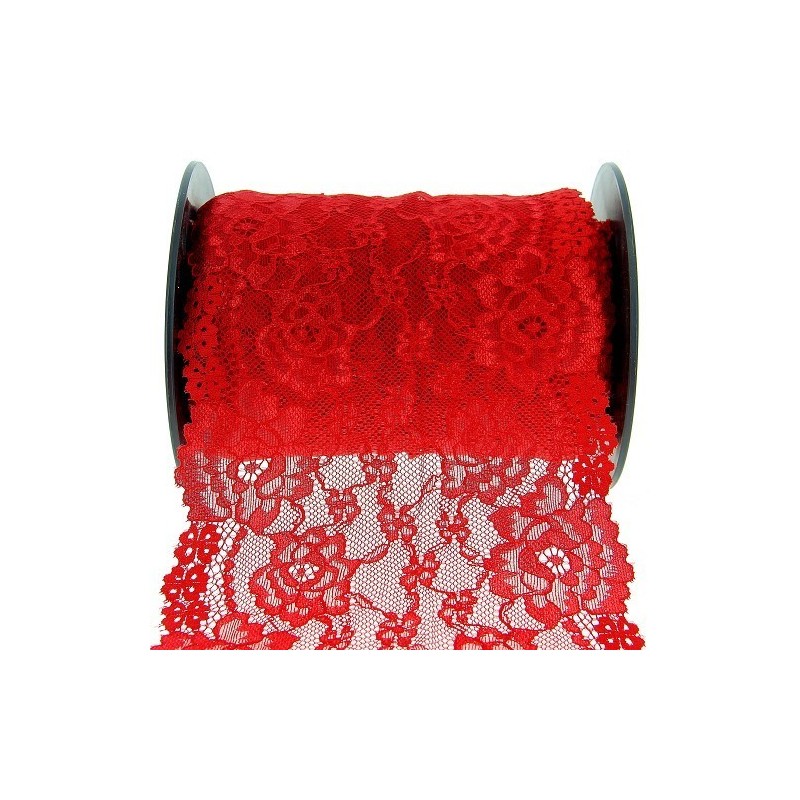Mercerie - Dentelle nylon extensible 165mm rouge