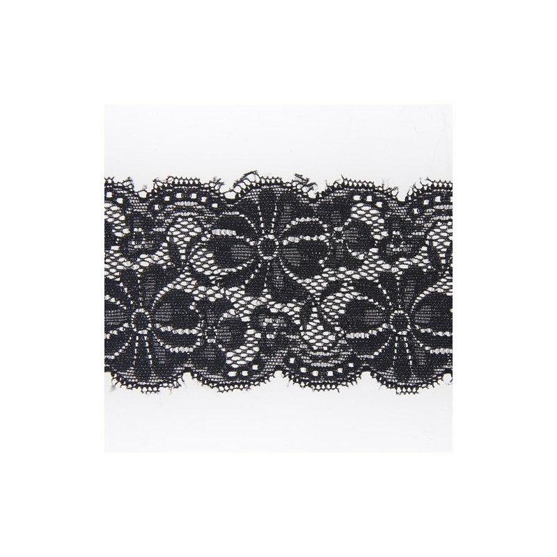 Mercerie - Dentelle nylon extensible 65mm noire