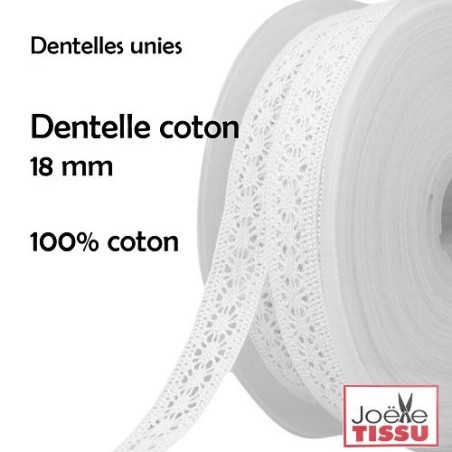 Mercerie - Dentelle coton blanche 18mm