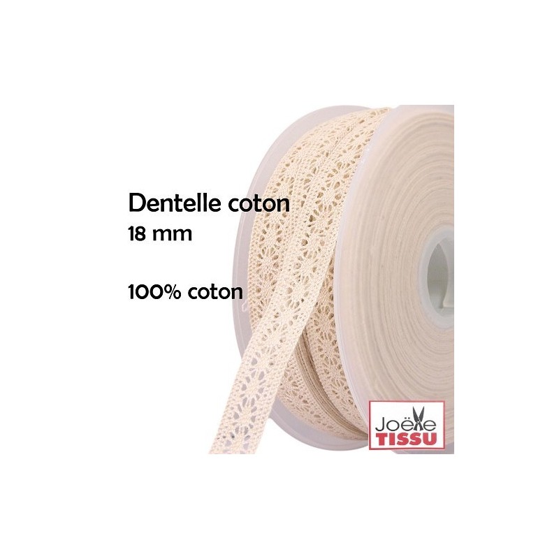 Mercerie - Dentelle coton écrue 18mm