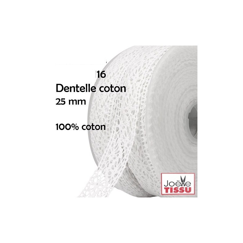 Mercerie - Dentelle coton blanche 25mm