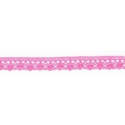 Mercerie - Dentelle coton rose bonbon 12mm