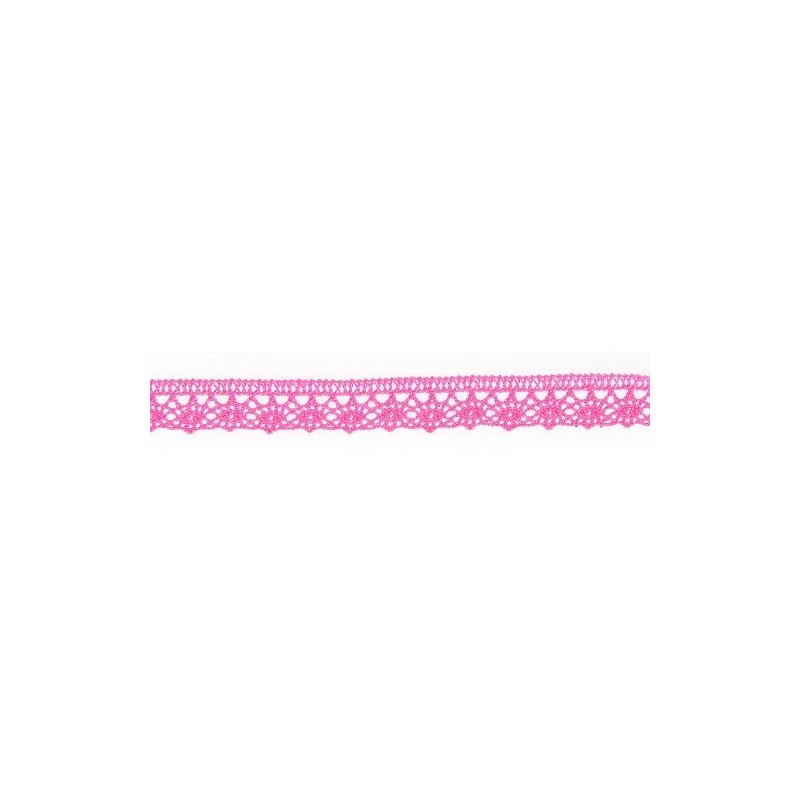 Mercerie - Dentelle coton rose bonbon 12mm