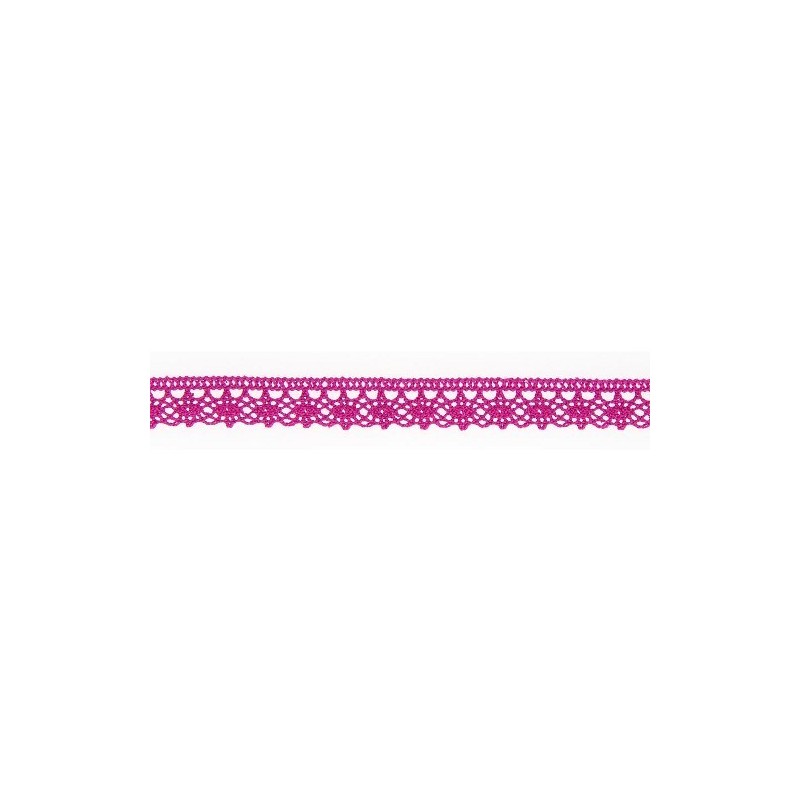 Mercerie - Dentelle coton rose fuschia 12mm