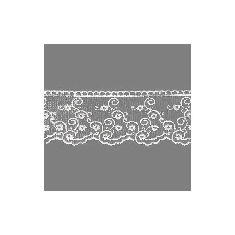 Mercerie - Dentelle tulle 40mm blanche