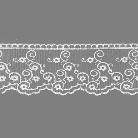 Mercerie - Dentelle tulle 40mm blanche