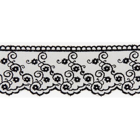 Mercerie - Dentelle tulle 40mm noire