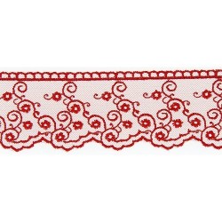 Mercerie - Dentelle tulle 40mm rouge