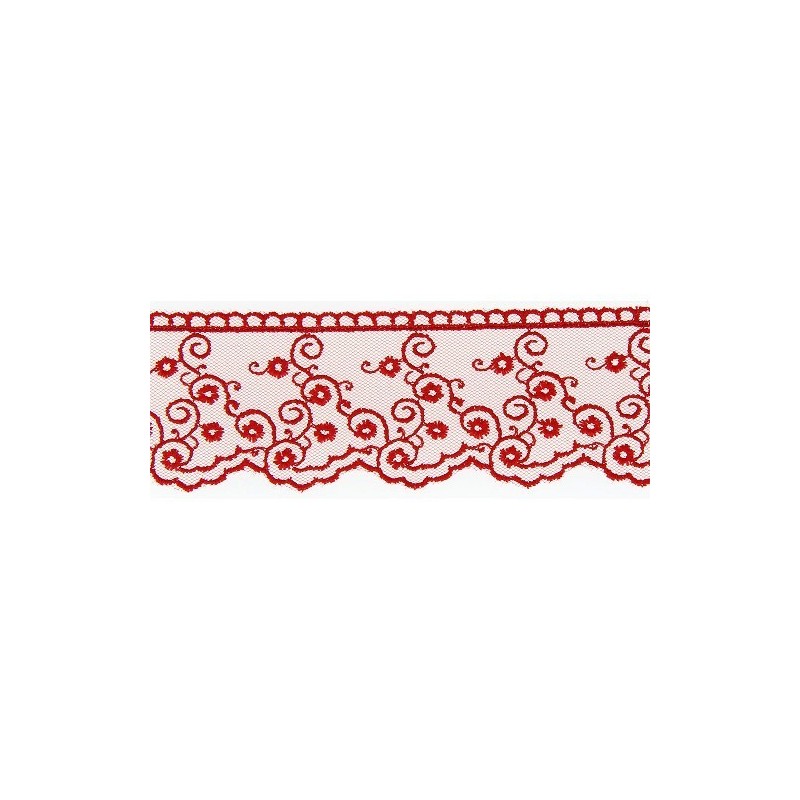 Mercerie - Dentelle tulle 40mm rouge