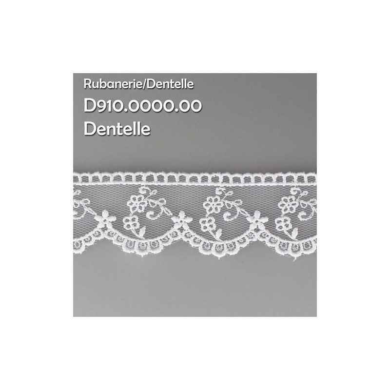 Mercerie - Dentelle tulle 30mm blanche