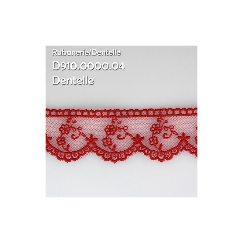 Mercerie - Dentelle tulle 30mm rouge