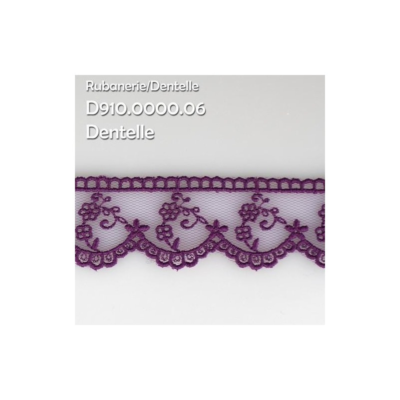 Mercerie - Dentelle tulle 30mm violette