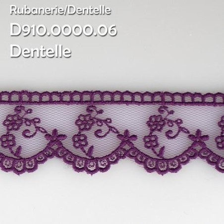 Mercerie - Dentelle tulle 30mm violette