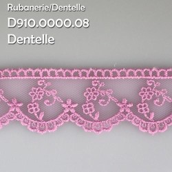 Mercerie - Dentelle tulle 30mm rose