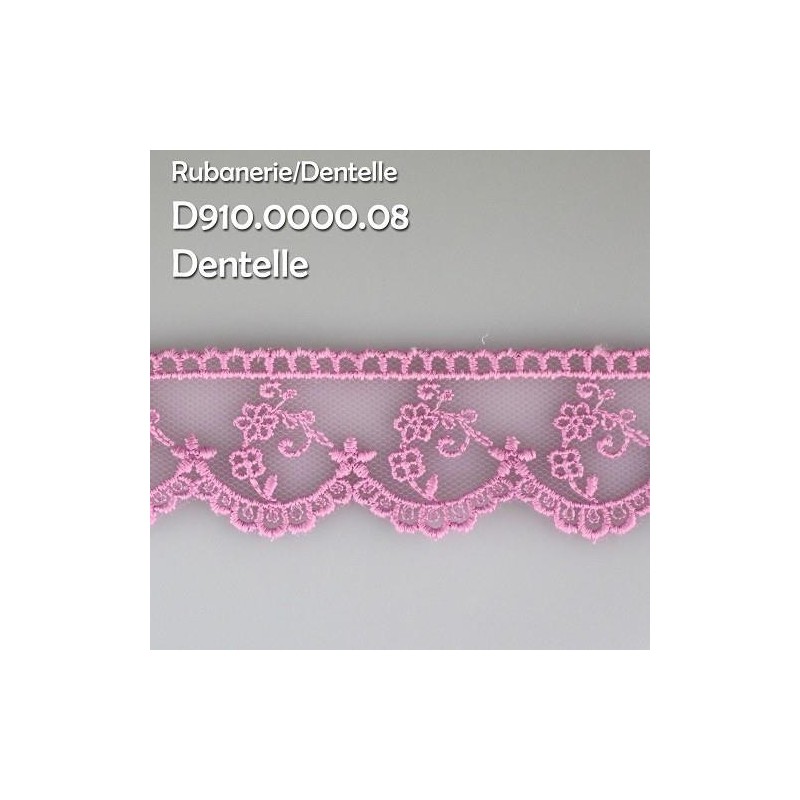 Mercerie - Dentelle tulle 30mm rose