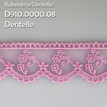 Mercerie - Dentelle tulle 30mm rose